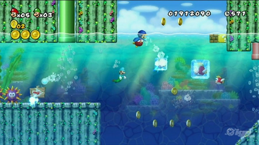 Mario und Luigi im Wasser